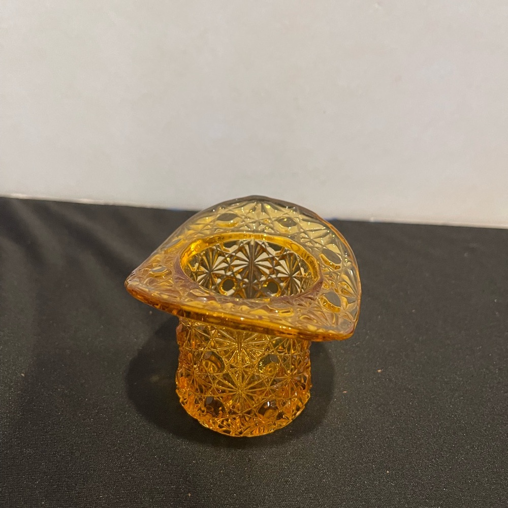 Vintage Fenton Amber Pressed Glass Top Hat